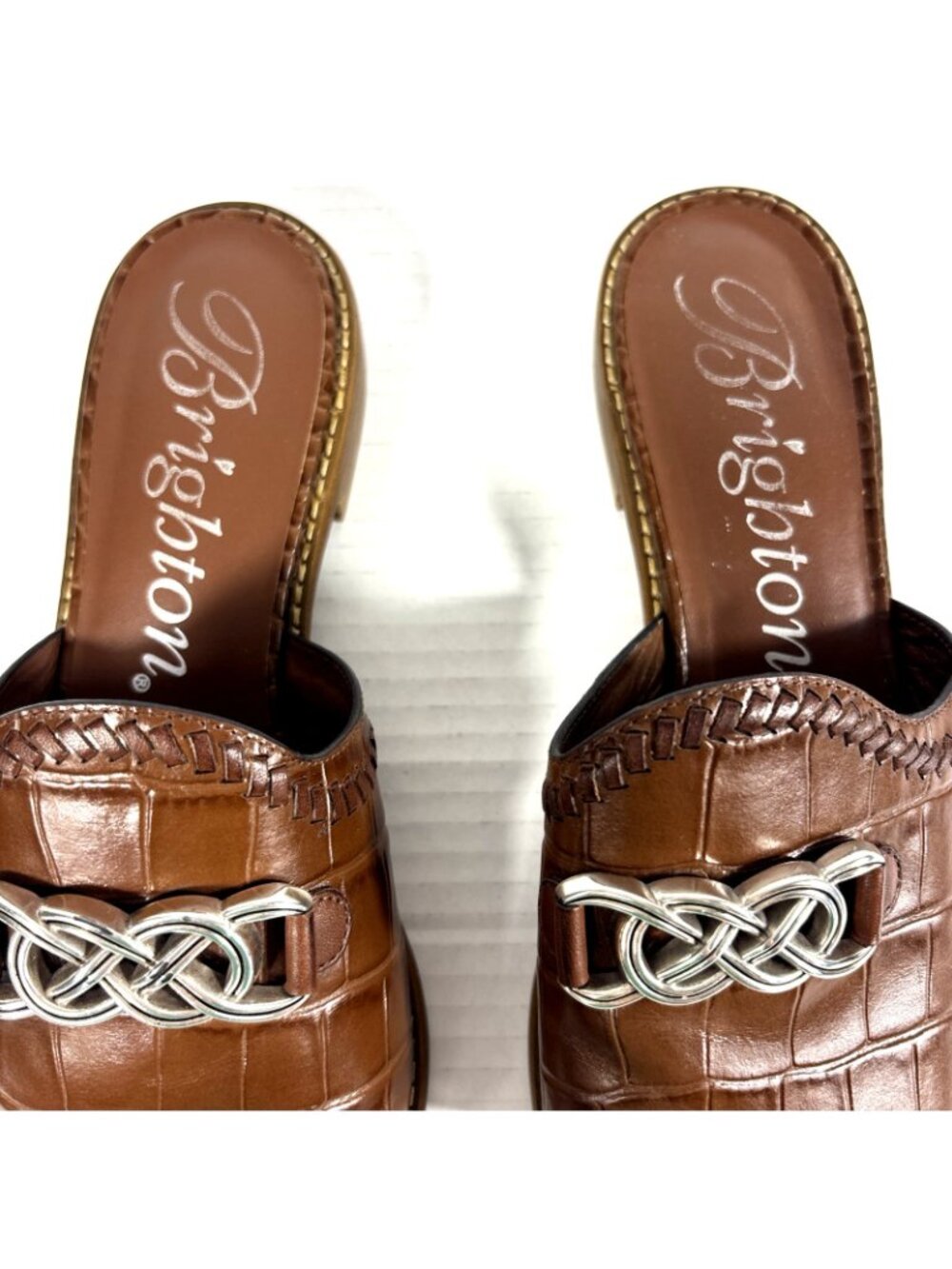 Brighton Nola Brown Leather Slides Sandals Slip On Size 7.5 - Picture 5 of 11